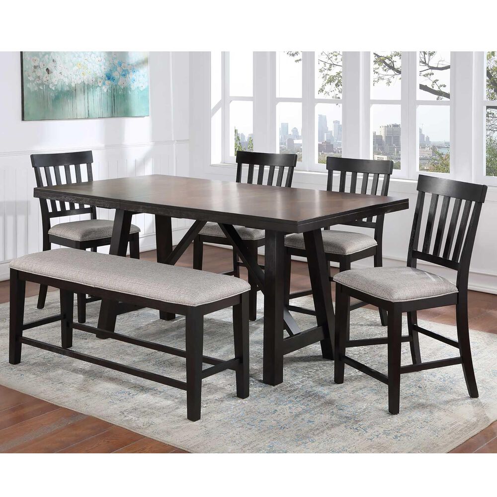 Steve Silver Halle 6-Piece Counter Height Dining Set in Ebony and Honey, , large