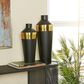 Maple and Jade 2-Piece Iron Decorative Vase Set in Matte Black and Gold, , large