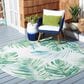Safavieh Barbados Tropical Botanical BAR592  8" Round Green and Teal Indoor/Outdoor Area Rug, , large