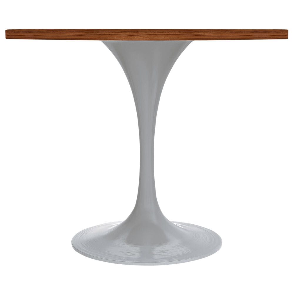 Leisuremod Verve 36&quot; Round Dining Table with MDF Top in White and Cognac Brown - Table Only, , large