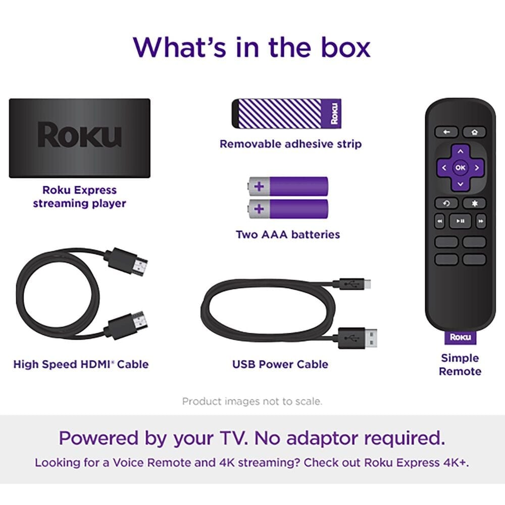 Roku Express Streaming Media Player with Standard Remote in Black, , large