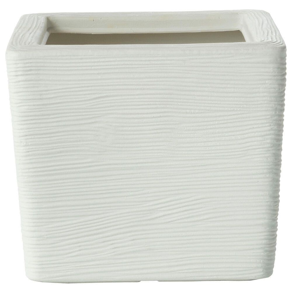 Alfresco Home Shabby Square Patio Planter in Pearl White, , large