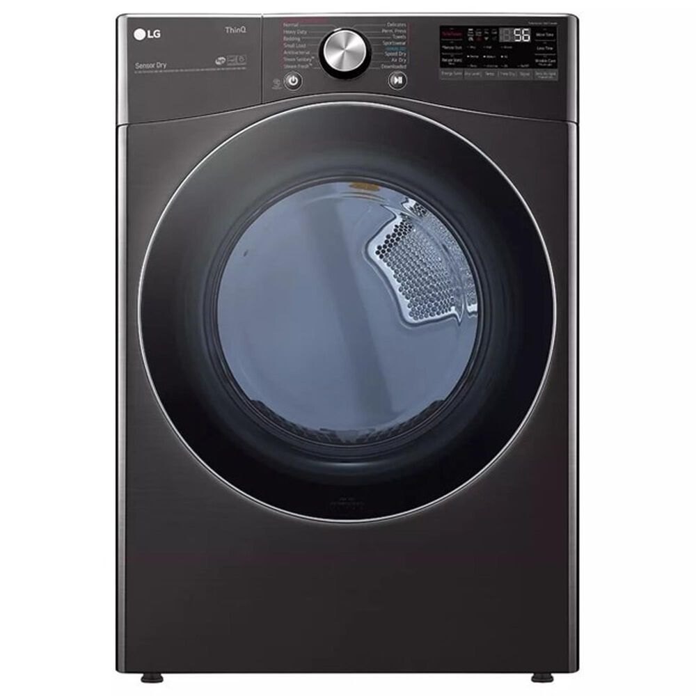 LG 5 Cu. Ft. Front Load Washer and 7.4 Cu. Ft. Gas Dryer Laundry Pair with Pedestals in Black Steel, , large