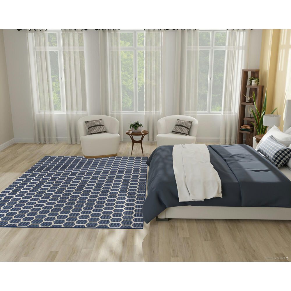 Nourison Twist Reversible 6&#39; x 9&#39; Navy Indoor/Outdoor Area Rug, , large