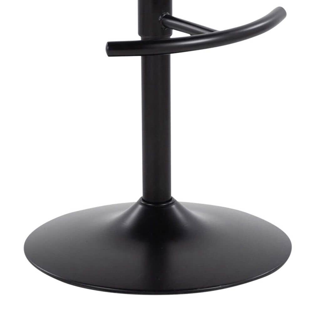 LumiSource Grotto Adjustable Bar Stool with Black Faux Leather Upholstery in Black (Set of 2), , large