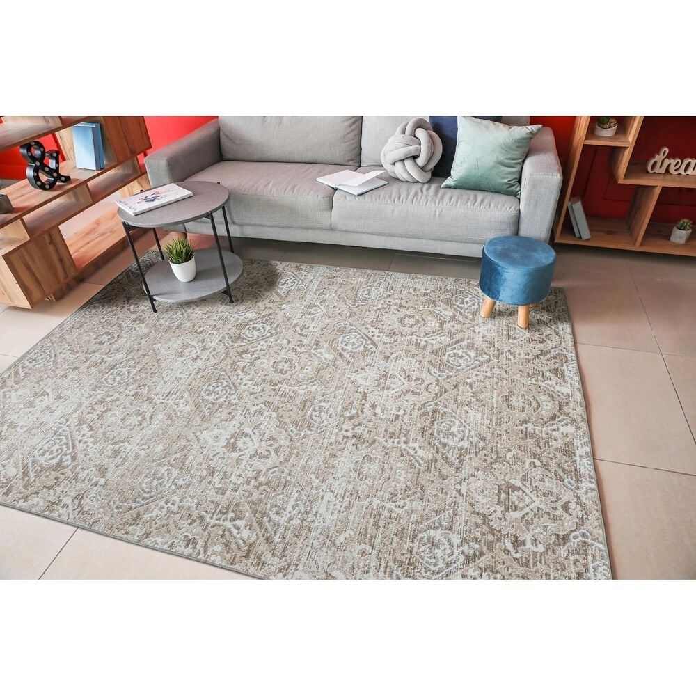 Radici USA Livigno Damask 5&#39;3&quot; x 7&#39;3&quot; Beige Area Rug, , large
