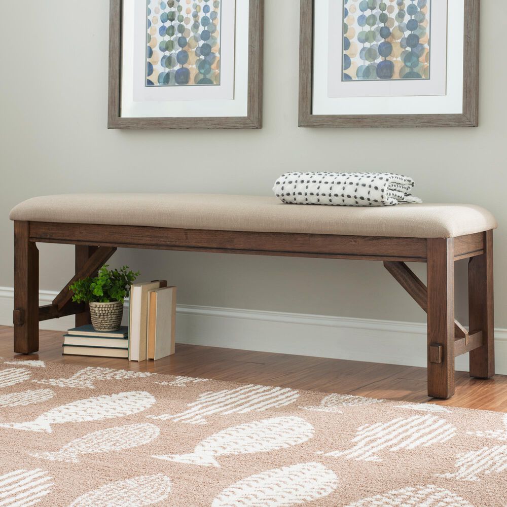 Linon Home Decor Turino Padded Dining Bench in Rustic Umber, , large