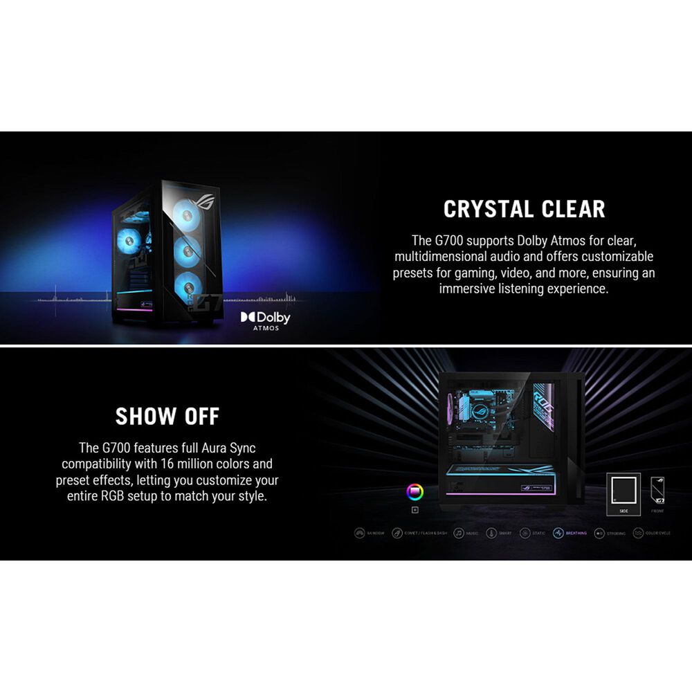 ASUS ROG G700 Gaming Desktop | Intel Core Ultra 7 265F - 16GB RAM - NVIDIA GeForce RTX 5070 Ti Graphics - 1TB SSD in Black, , large