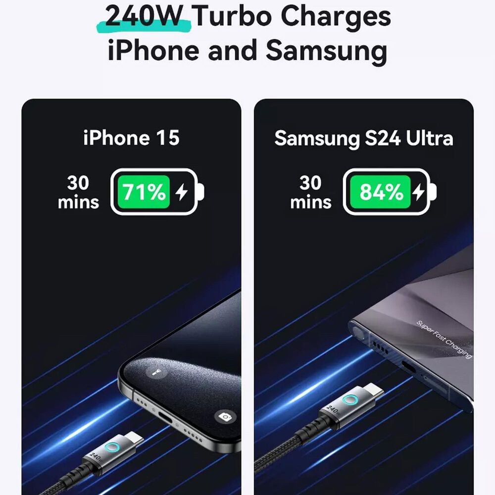 INUI Leopard 240W Magnetic Fast Charging Cable in Black, , large