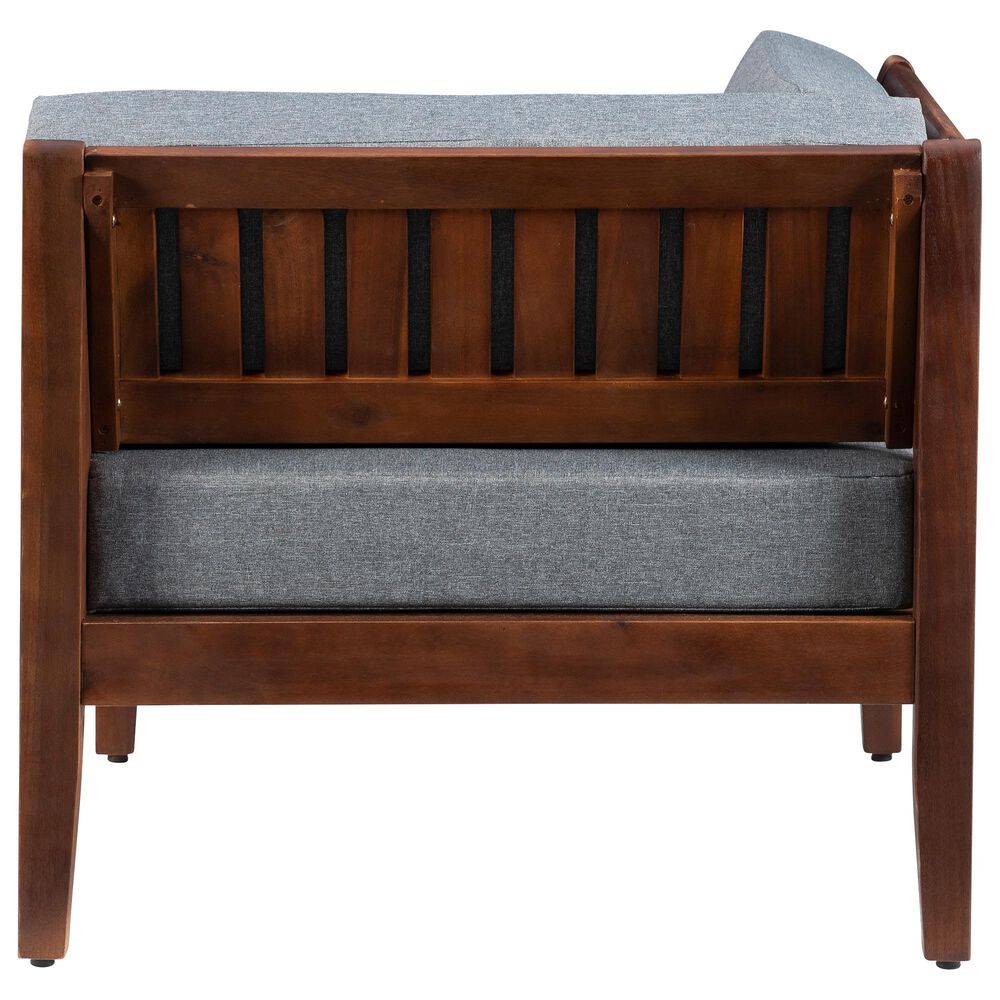 Linon Home Decor Summerlyn Patio Corner Chair with Walnut Frame in Grey, , large