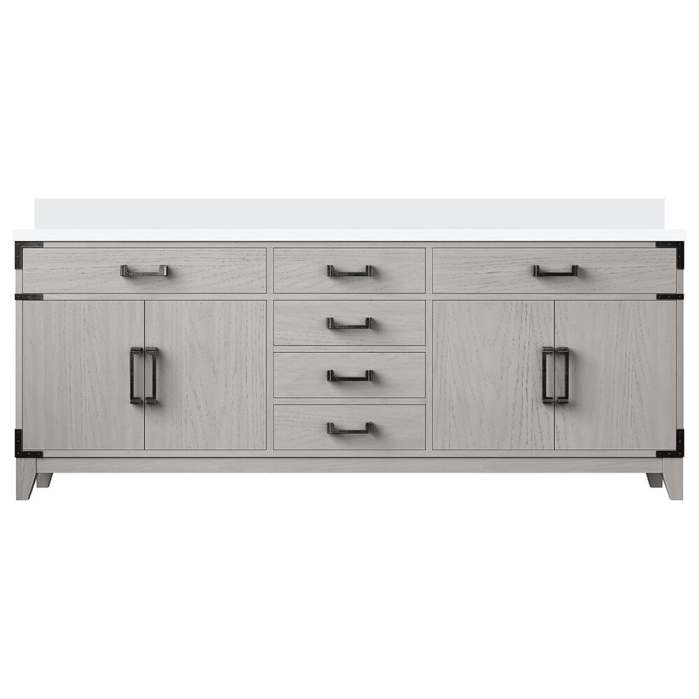 Lexora Home Laurel 80&quot; Double Bathroom Vanity in White Oak with White Quartz Top and Rectangular Sinks, , large