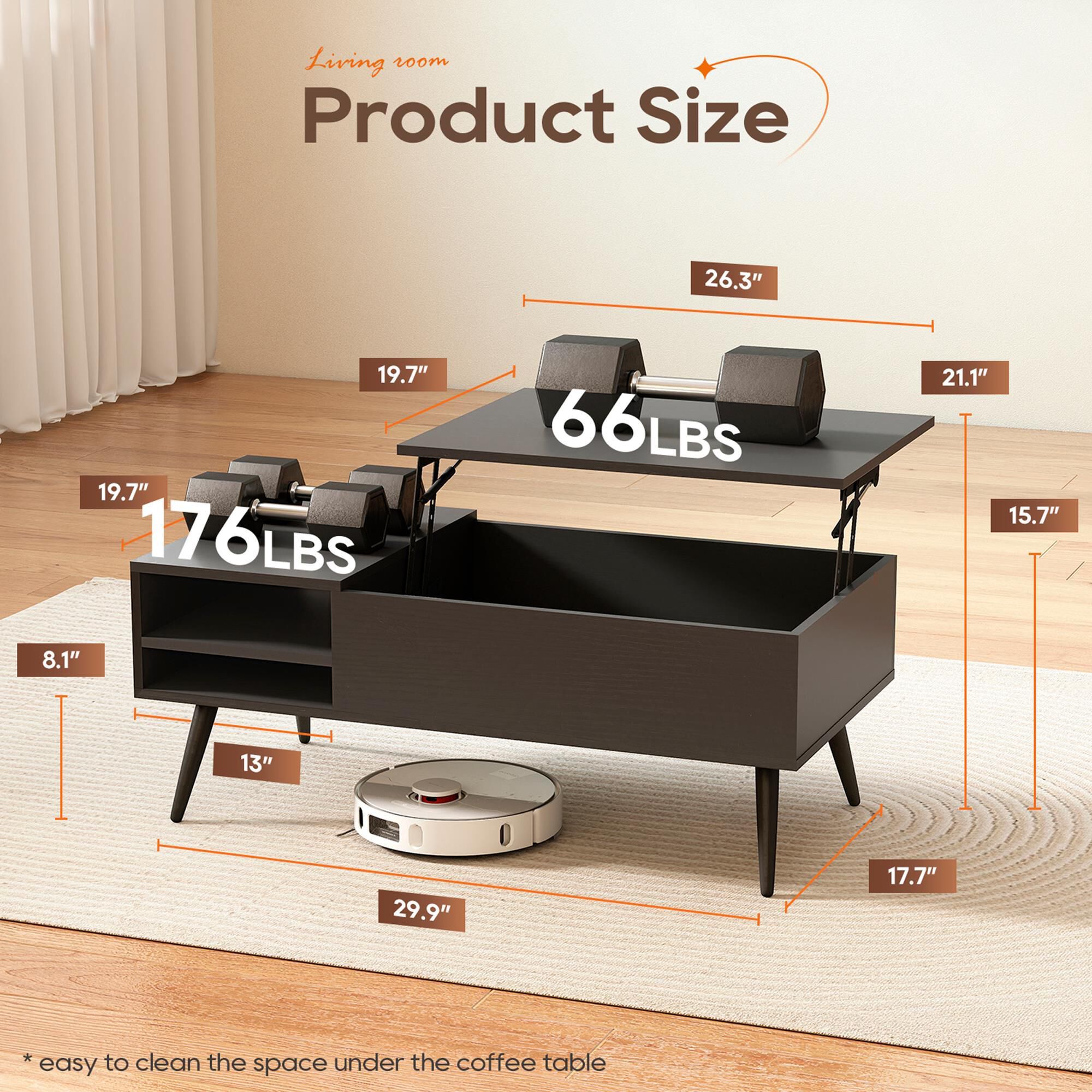 FDW Lift Top Coffee Table in Black