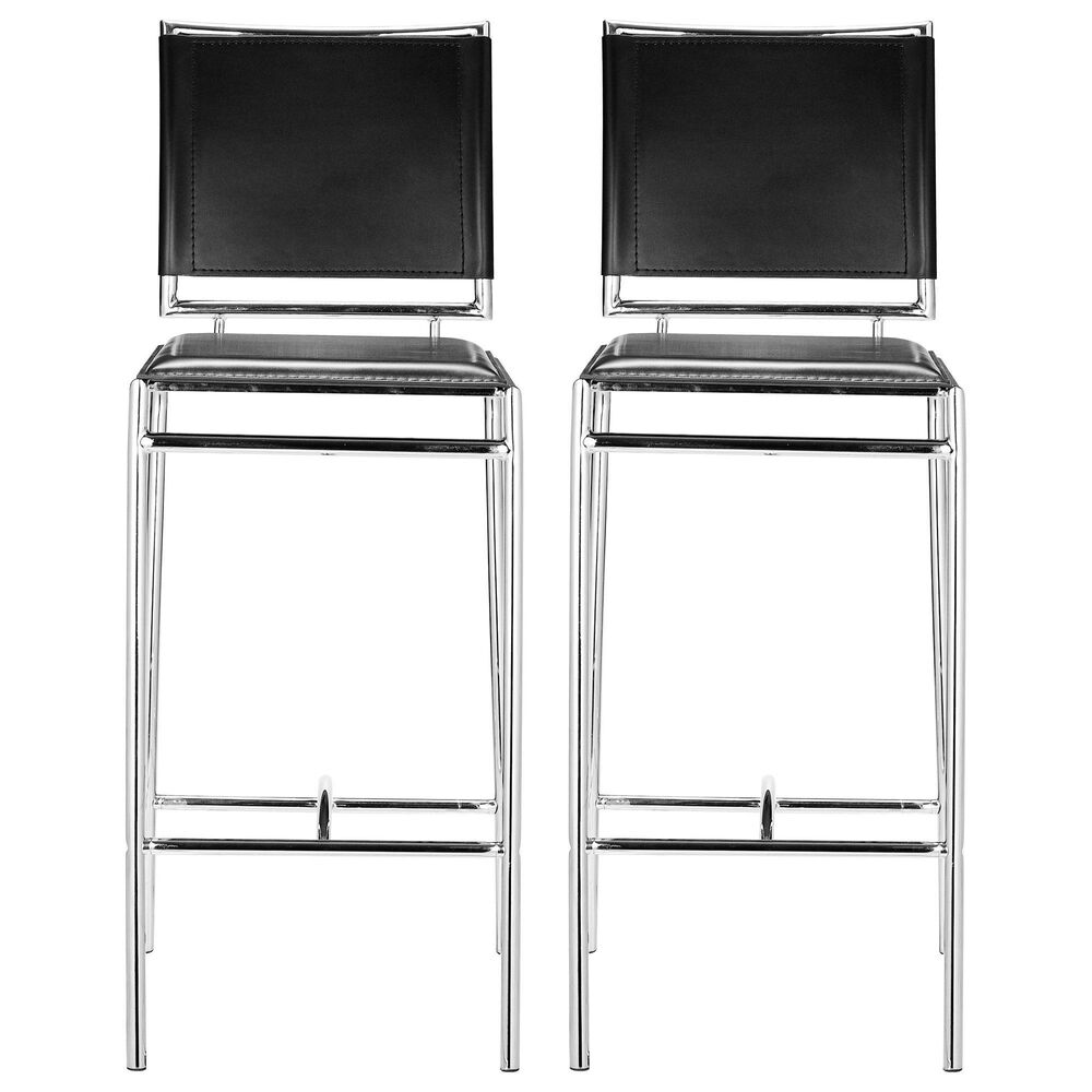 Zuo Modern Soar Bar Stools in Black and Silver &#40;Set of 2&#41;, , large