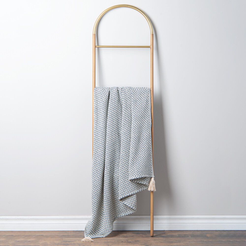 Ganz USA 50&quot; x 60&quot; Woven Throw with Tassels in Blue, , large