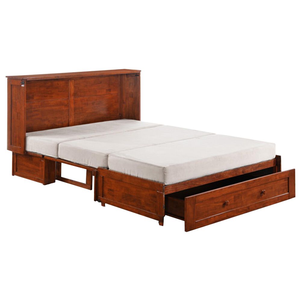 New Day Furniture Clover Murphy Bed with Mattress in Cherry NFM