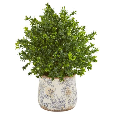 Nearly Natural Inc 18" Sweet Grass Artificial Plant with Floral Vase in Green, , large