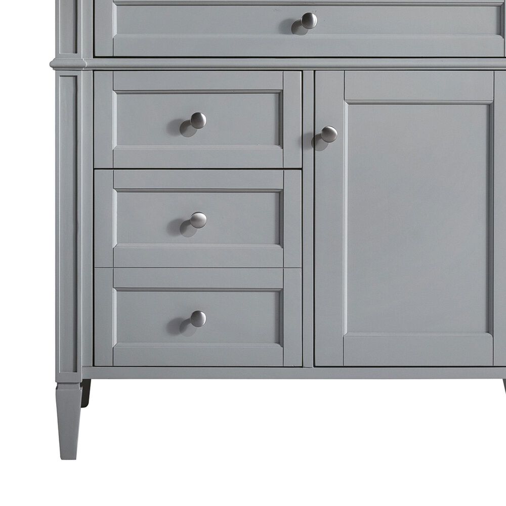 James Martin Vanities Brittany 36" Single Bathroom Vanity in Urban Gray with Single Hole 3 cm White Zeus Quartz Top and Rectangular Sink, , large