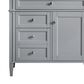 James Martin Vanities Brittany 36" Single Bathroom Vanity in Urban Gray with Single Hole 3 cm White Zeus Quartz Top and Rectangular Sink, , large