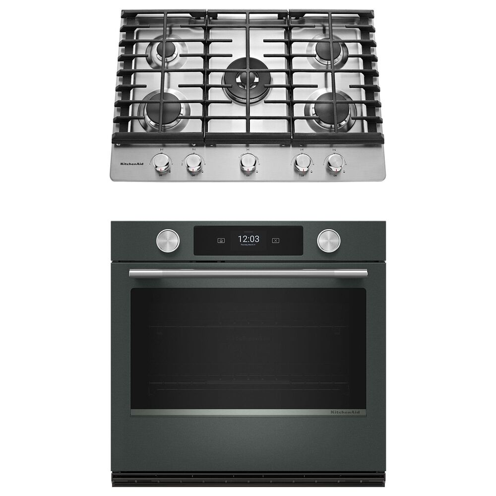 KitchenAid 2-Piece Kitchen Package with Juniper 30" Smart Single Wall Oven and Stainless Steel 30" Gas Cooktop, , large
