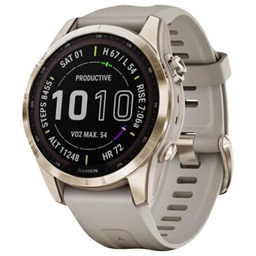 Garmin Fenix 7S Sapphire Solar Edition Smartwatch Cream Gold Titanium with Light Sand Band, , large