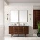 James Martin Vanities Amberly 60" Double Bathroom Vanity in Walnut with 3 cm Carrara White Marble Top and Rectangular Sinks, , large