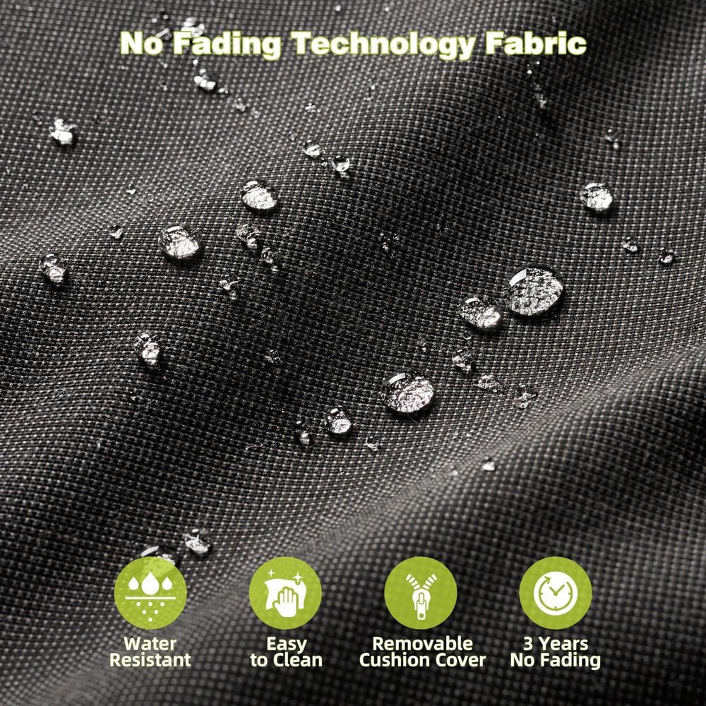 HOMLUX 6-Piece Patio Conversation Set with Woven Sling Fabric in Black, , large