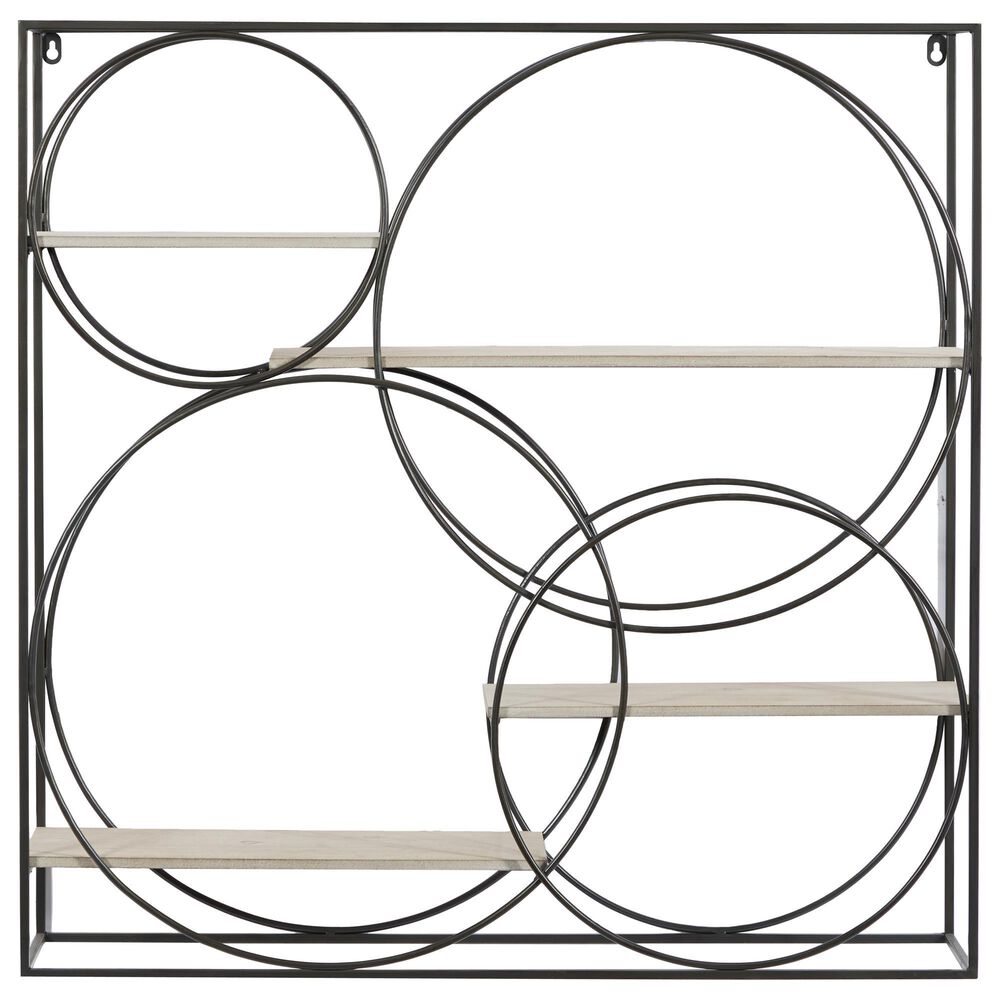 Maple and Jade 32&quot; x 32&quot; Wall Shelf in Charcoal Grey and Natural Brown, , large