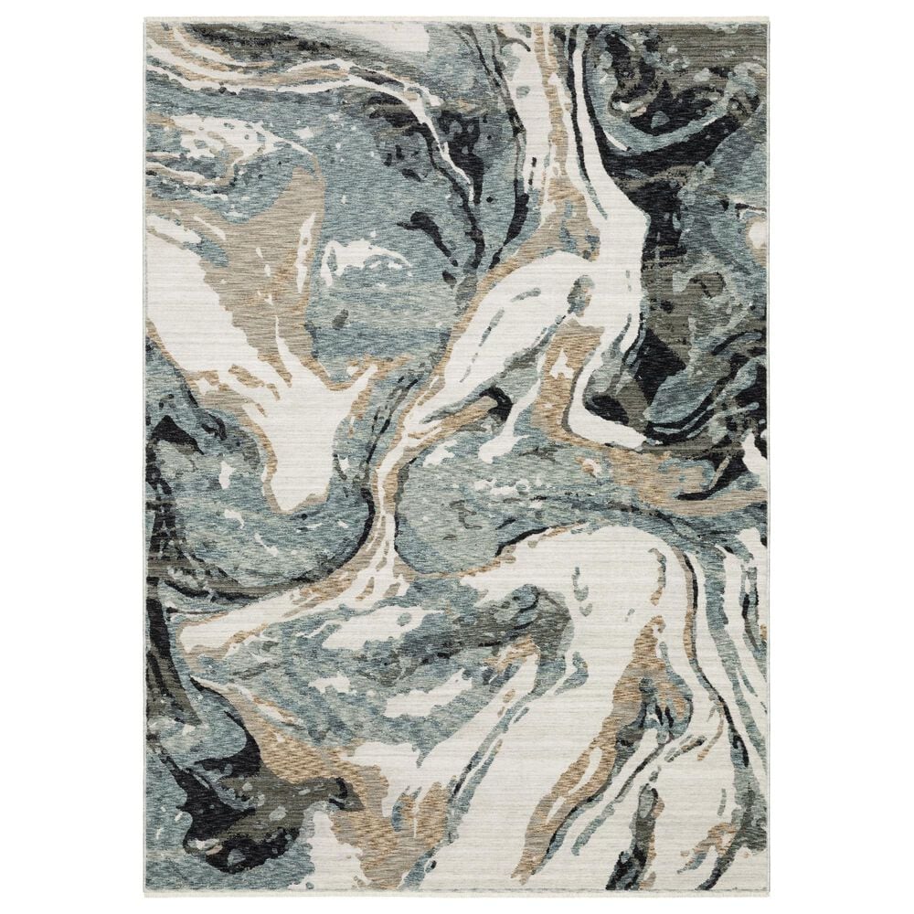 Oriental Weavers Echo ECH07 Blue and Ivory 9"10" x 12"10" Area Rug, , large