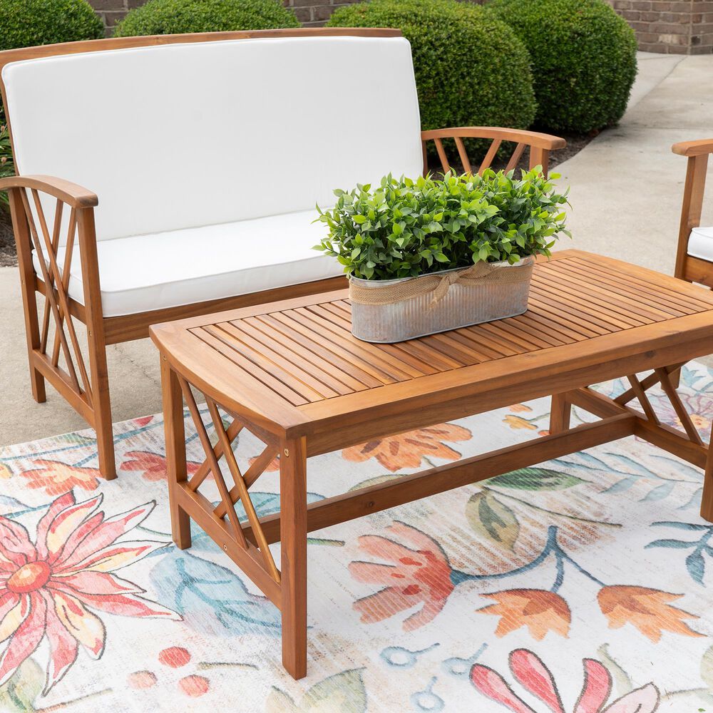 Linon Home Decor Jubil 4-Piece Outdoor Conversation Set in Brown, , large