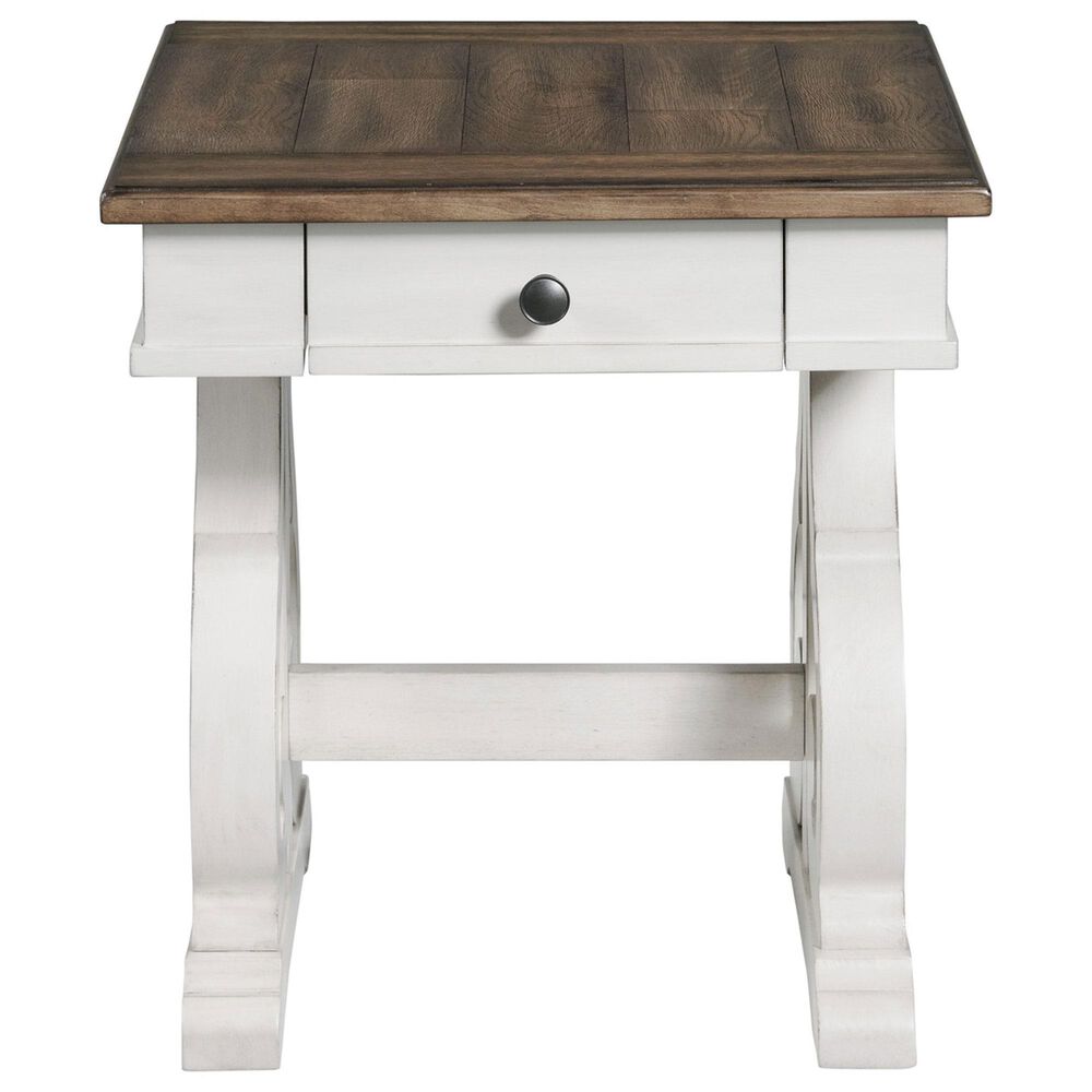 Hawthorne Furniture Drake End Table in Rustic White and French Oak, , large