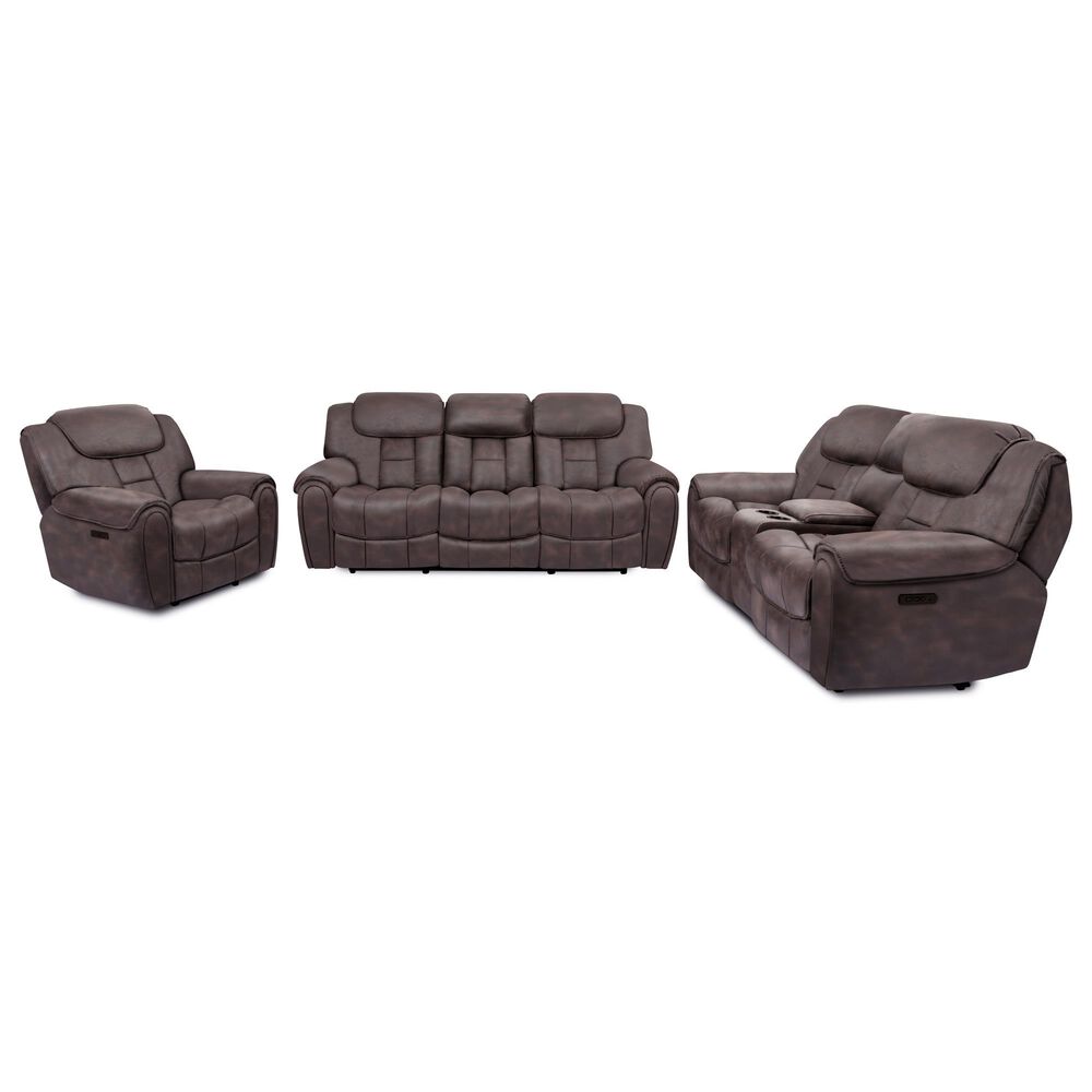Oxford Furniture 3-Piece Power Reclining Living Room Set in Cowboy Dark Brown, , large
