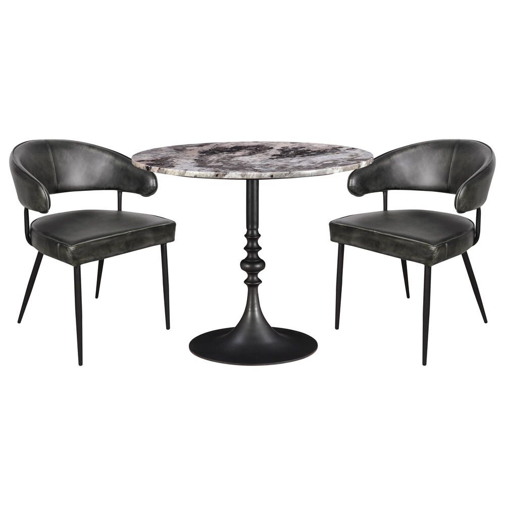Home Trends & Design Dauphine and Essex 3-Piece Round Dining Set in Black, , large