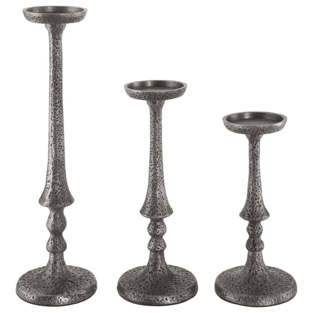 Ashley Eravell 3-Piece Candle Holder Set in Antiqued Pewter, , large