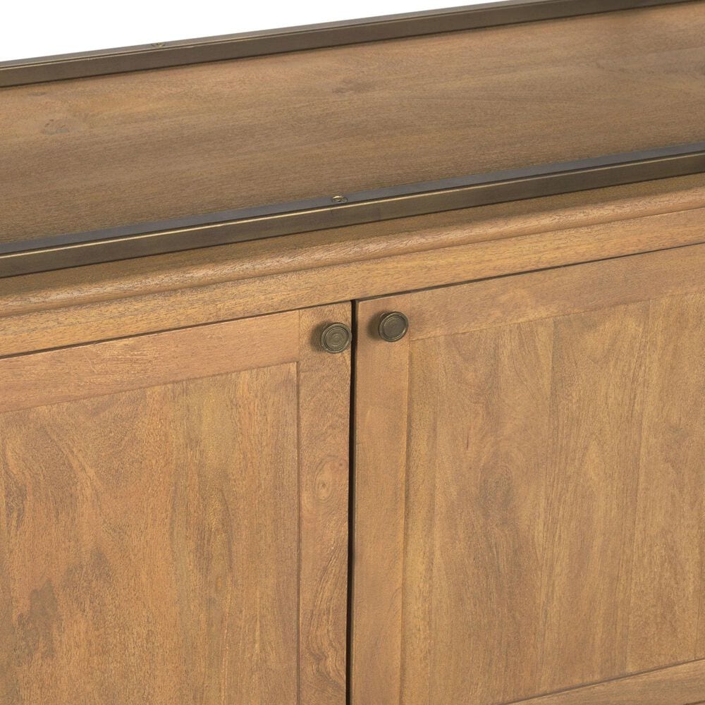 Mercana Baron 4-Door Light Wood with Gunmetal Open Shelving Unit in Brown, , large