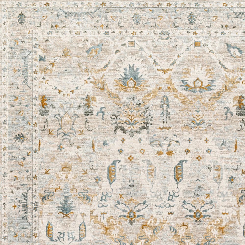 Surya Dresden Off-White, Taupe, Dusty Sage, Deep Teal, Light Gray, Olive and Mustard 2&#39; x 2&#39;11&quot; Area Rug, , large