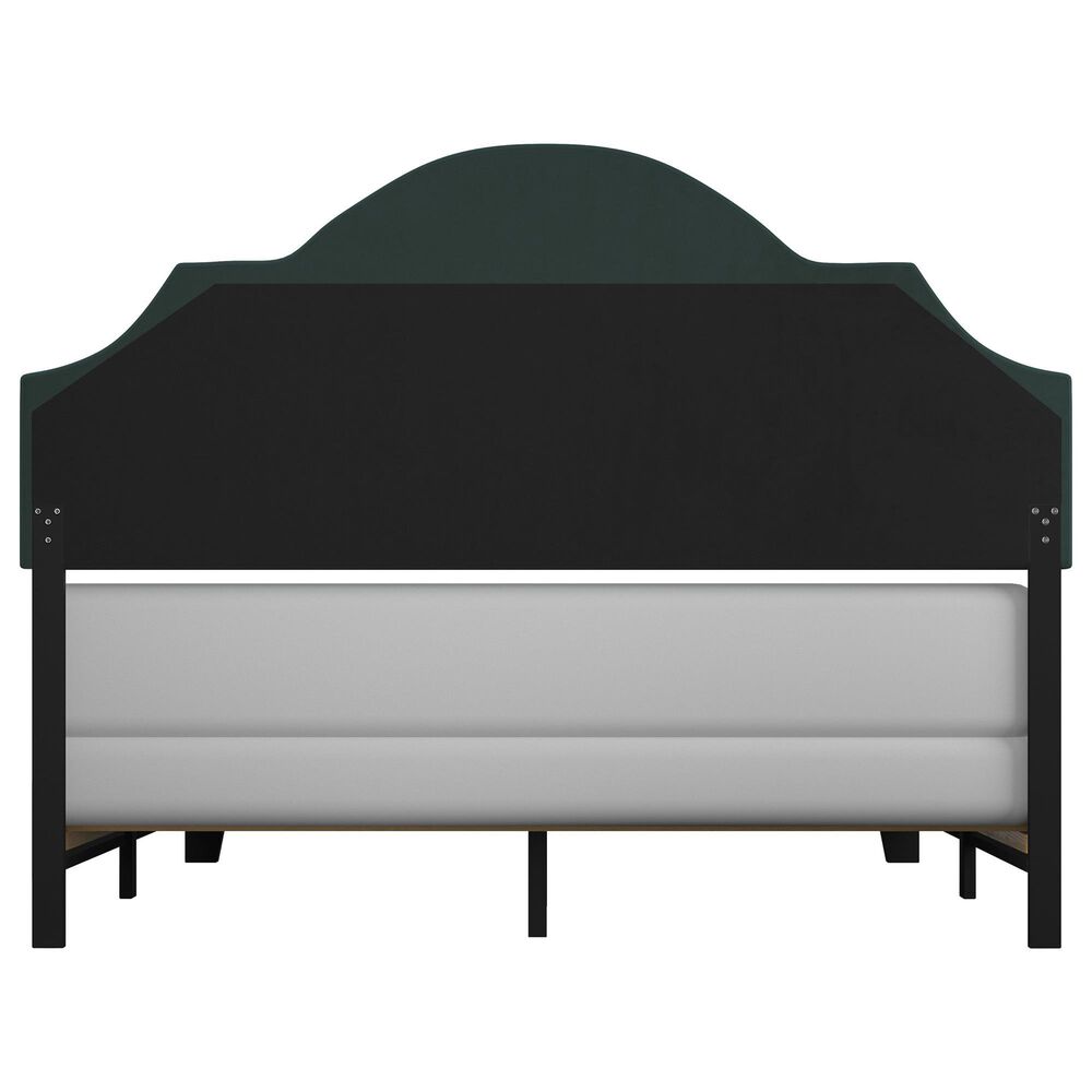 Richlands Furniture Cynthia Queen Panel Bed with Green Upholstery in Black, , large
