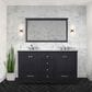 Lexora Home Dukes 60" Double Bathroom Vanity in Espresso with 2 cm White Carrara Marble Top and Rectangular Sinks, , large