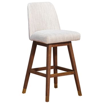 Blue River Amalie Swivel Barstool Stool with Beige Cushion in Brown Oak, , large