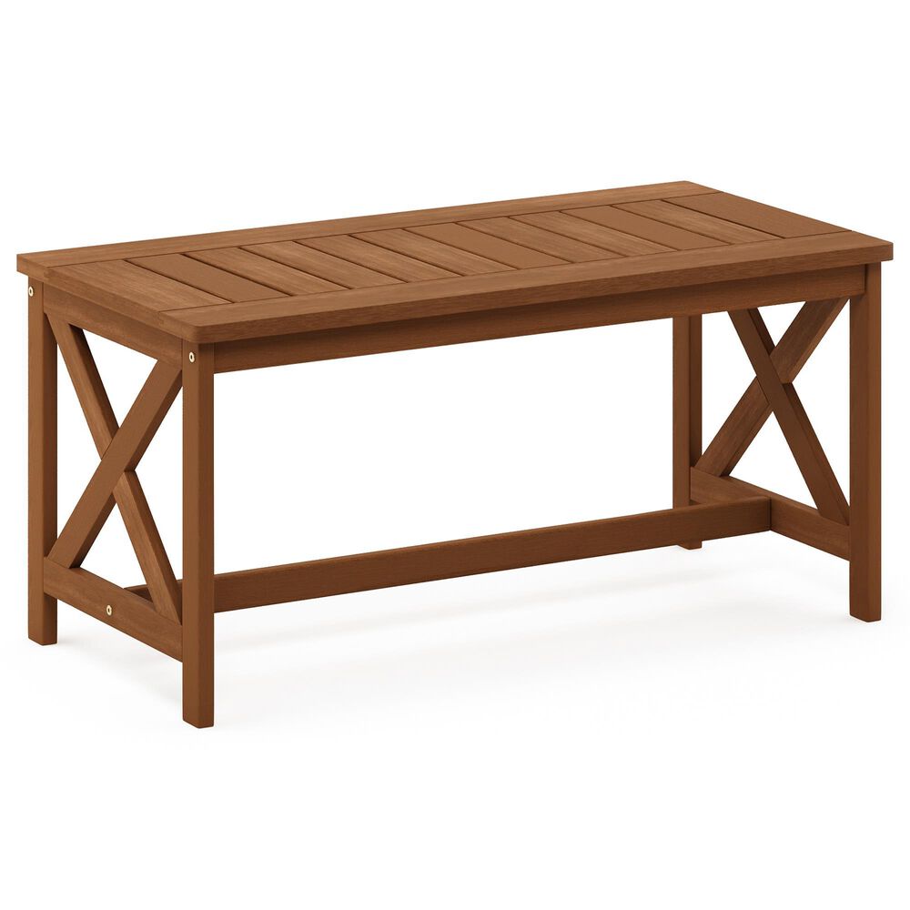 HOMLUX Patio Coffee Table with X Leg in Teak Oil, , large