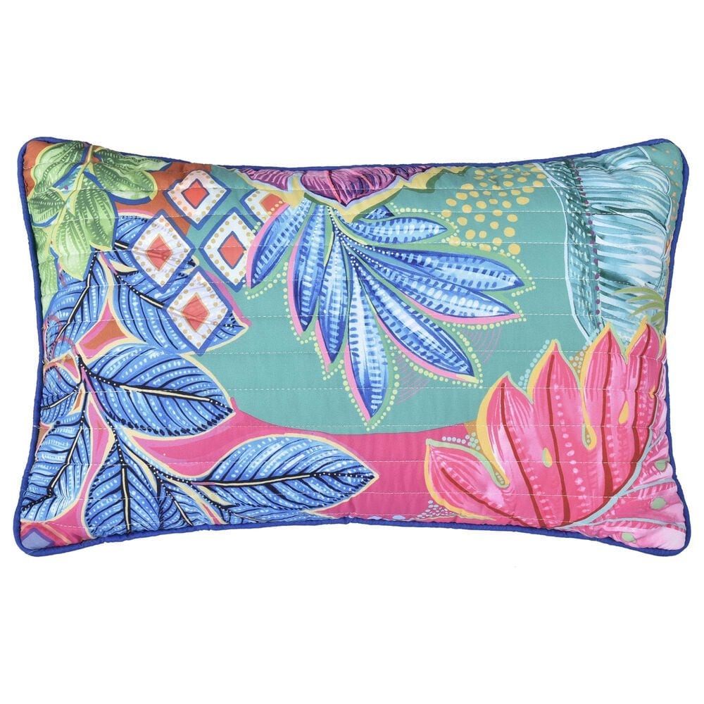 J. Queen Bold Hanalei 12" x 20" Lumbar Pillow in Aqua, Orange, Pink, and Blue, , large