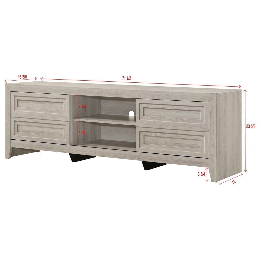 Crown Mark Lorraine 72" TV Stand in Antique White, , large
