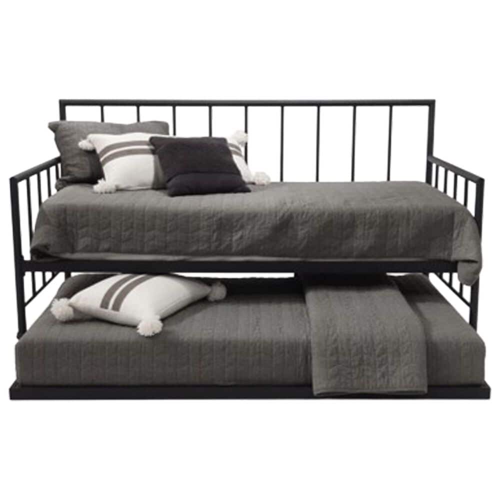 Hawthorne Furniture Twin Metal Daybed with Twin Trundle in Matte Black, , large