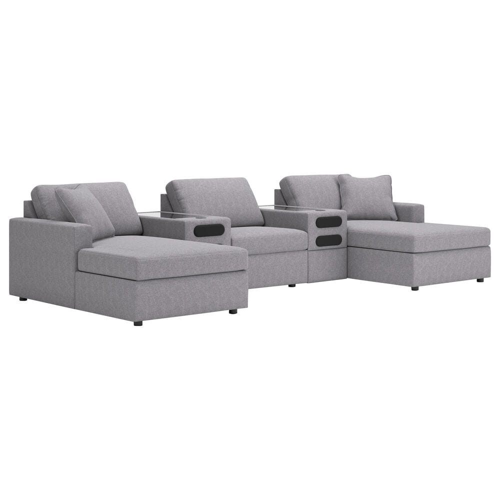 Ashley Modmax 5-Piece Sectional with Audio Consoles in Granite, , large