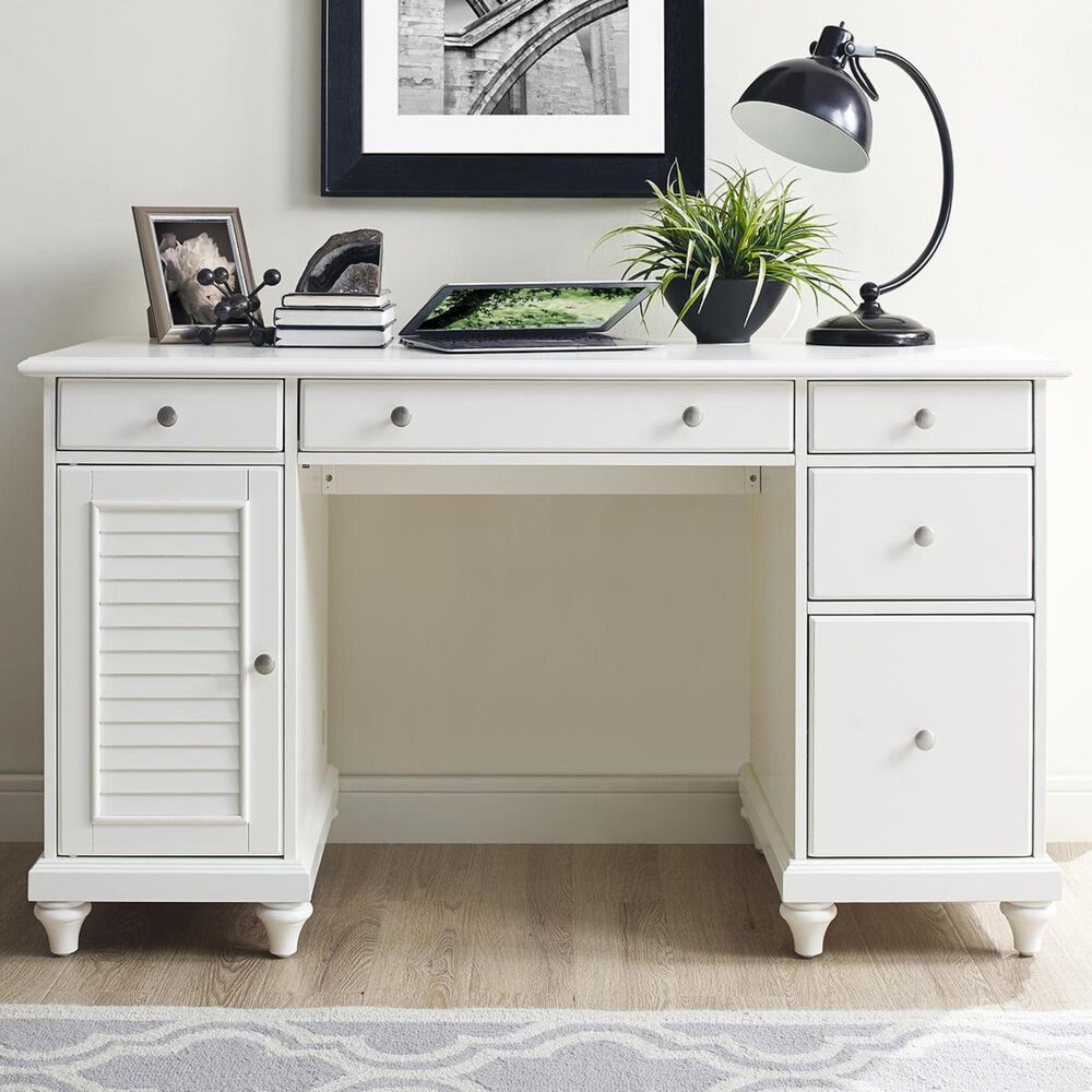 Crosley Furniture Palmetto Computer Desk In White Finish Nebraska