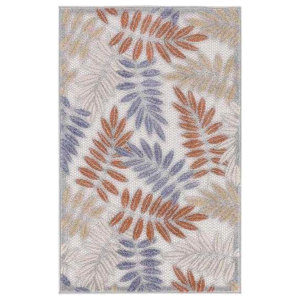 Nourison Aloha 2"8" x 4" Blue and Mocha Indoor/Outdoor Area Rug, , large