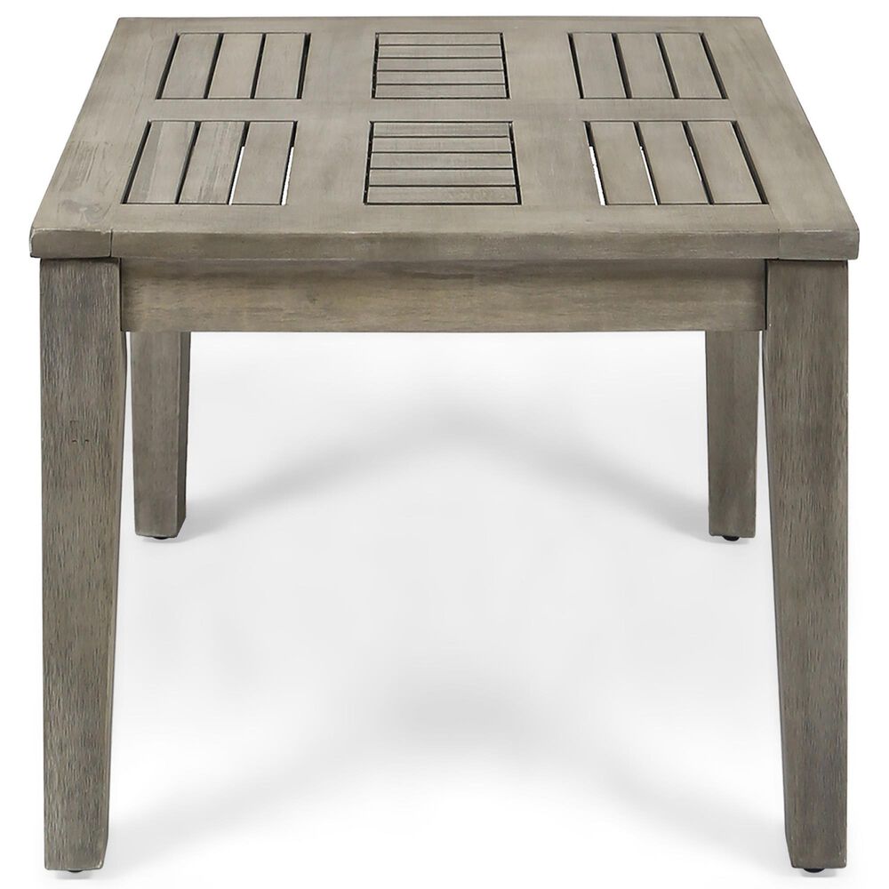 Hearth and Haven Hampton Outdoor Square Side Table with Slatted Top in Grey, , large
