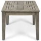Hearth and Haven Hampton Outdoor Square Side Table with Slatted Top in Grey, , large