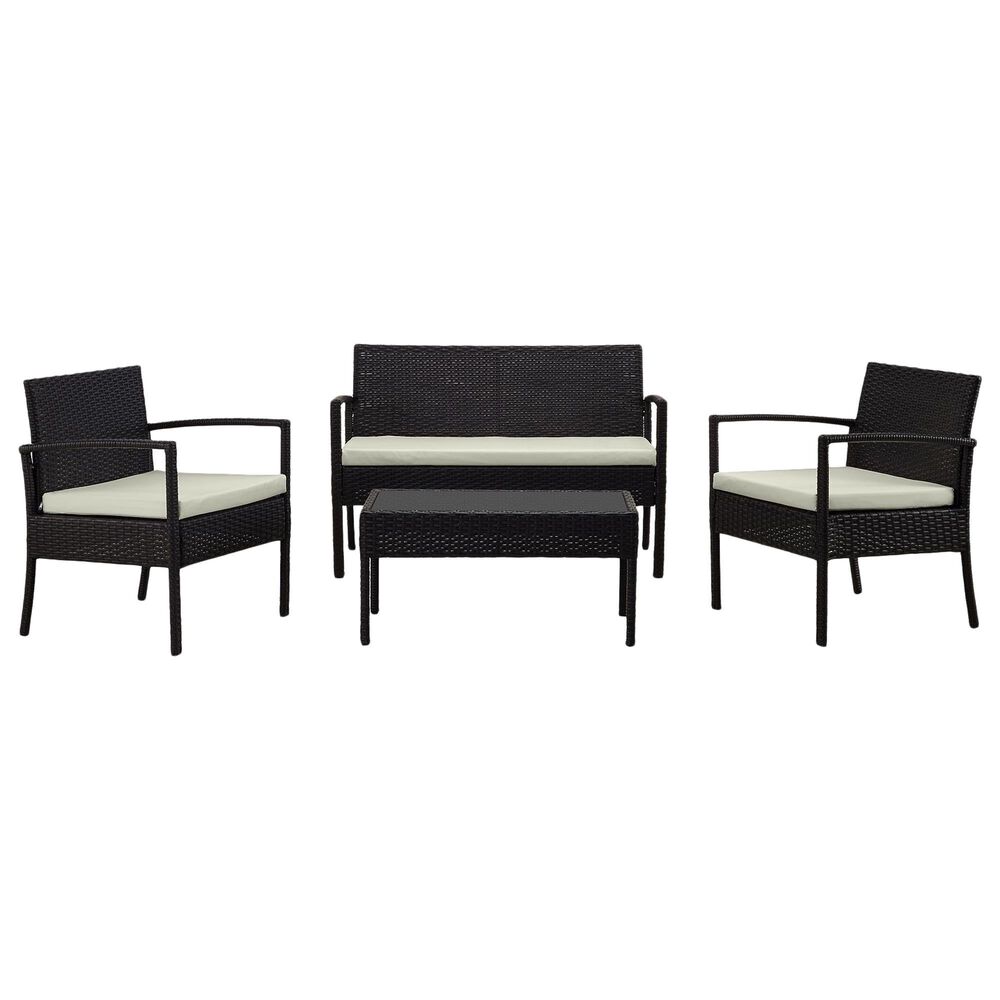 Dayton Noli 4-Piece Patio Conversation Set with Cream Cushion in Black, , large