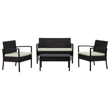 Dayton Noli 4-Piece Patio Conversation Set with Cream Cushion in Black, , large