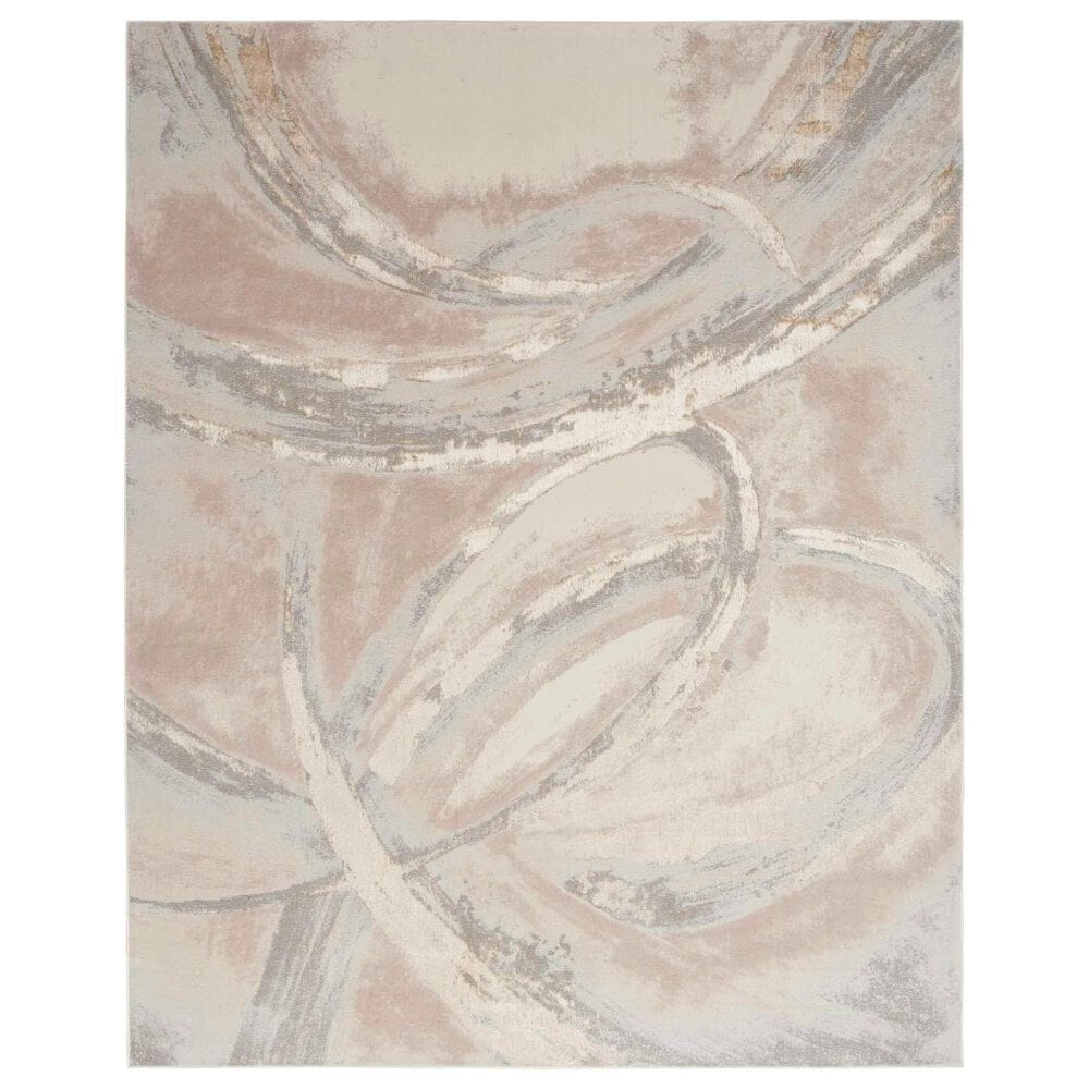 Nourison Brushstrokes 9" x 12" Beige and Grey Area Rug, , large